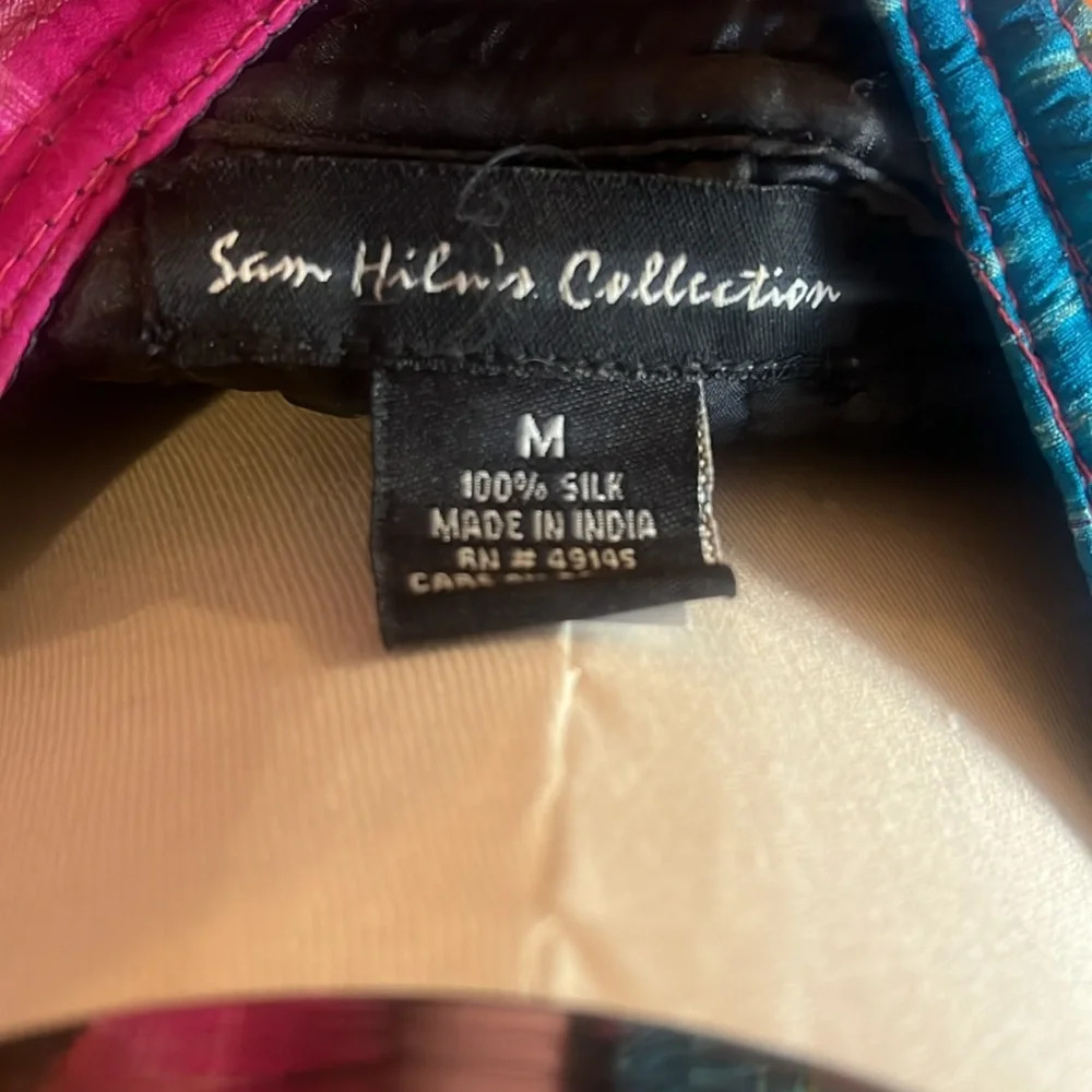 Sam Hill Collection Colorful Rainbow Reversible Quilted Patchwork Silk Jacket M - Picture 3 of 8